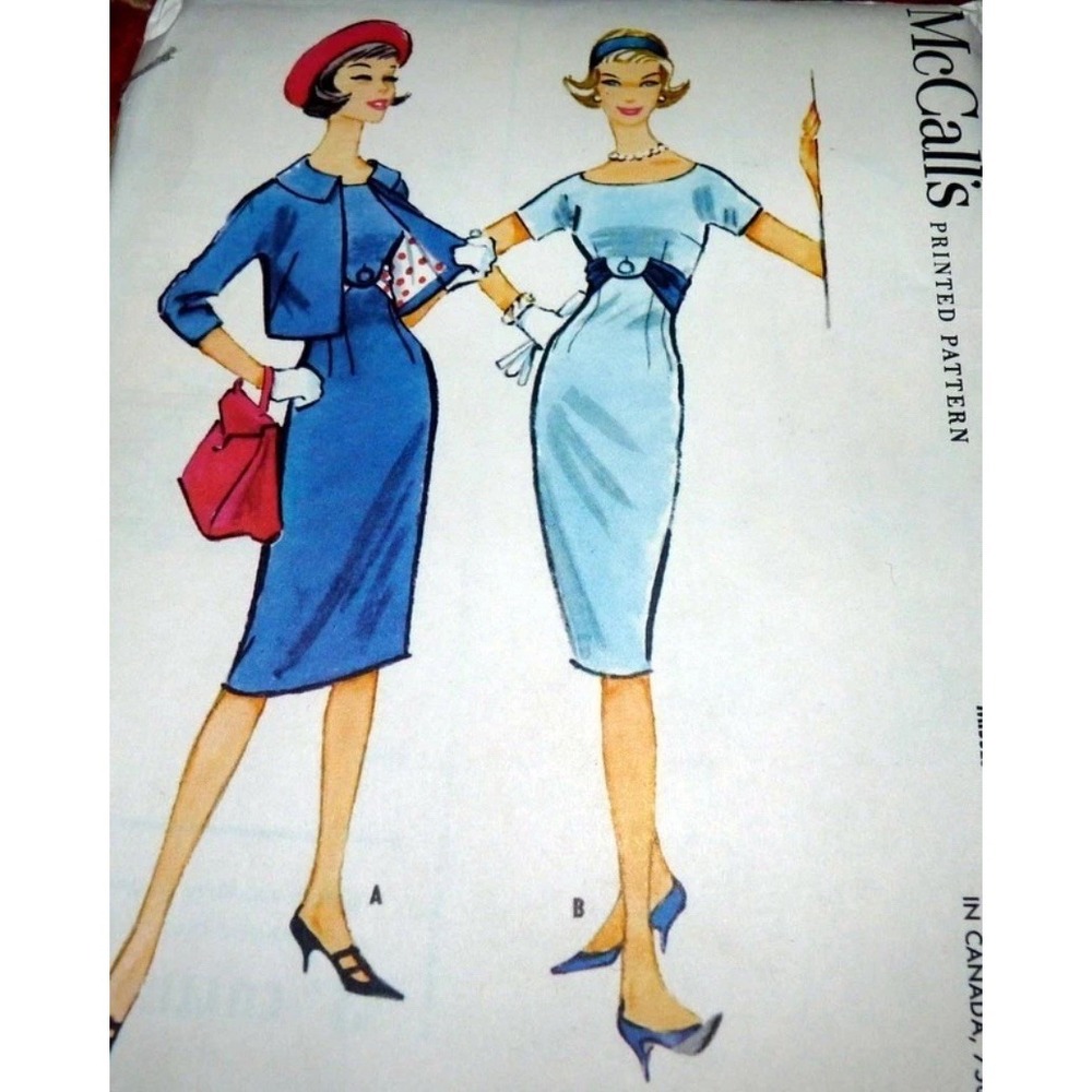 VTG 1950s McCalls 4910 Sheath Dress Jacket Sewing Pattern Size 12 Bust 32 Uncut